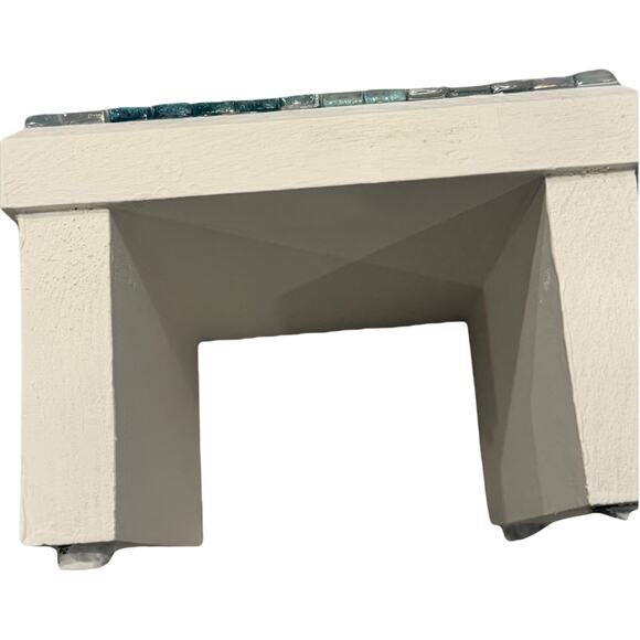 Coastal Wood Mosaic Riser Stand Candle Planter Decor - Picture 6 of 8